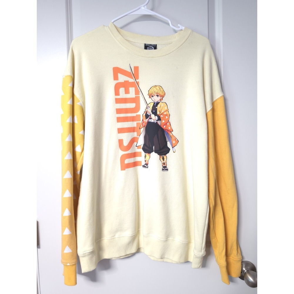 Boxlunch Kimetsu No Yaiba Demon Slayer Unisex Zenitsu Yellow Sweater Size L
